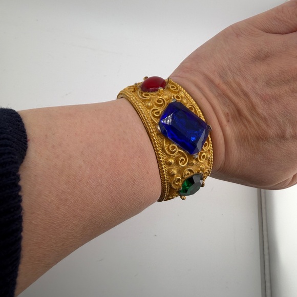 Vintage Maresco Jeweled Chain Necklace and unsigned Matching Cuff - Picture 12 of 15